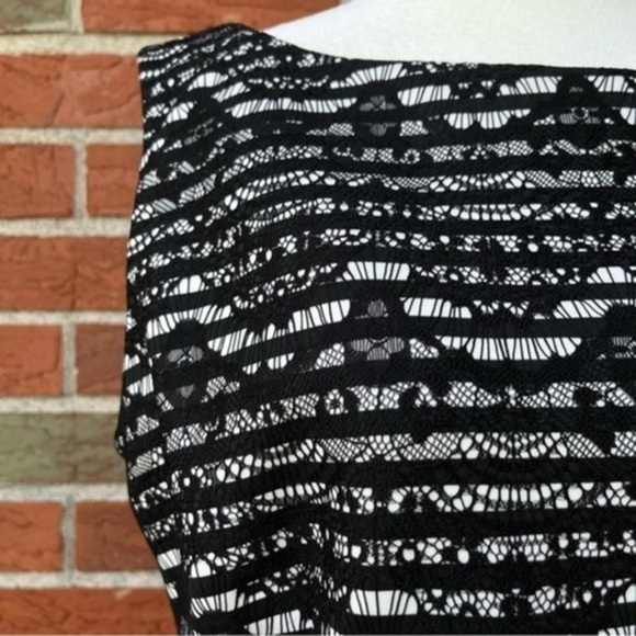 Tahari ASL Striped Black White Sleeveless Sheath Dress 👗 - Picture 2 of 13